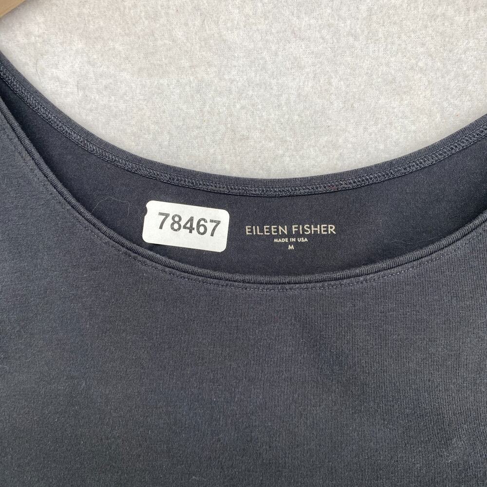EILEEN FISHER Tank Top M Stretch Organic Cotton Jersey Scoop Neck Shell Gray USA - Picture 9 of 9